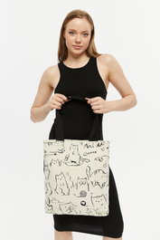 Zoozie Bags 2207 Bolsa de Bolso 100% Algodón, Crema y Negro, 38x42x8 cm